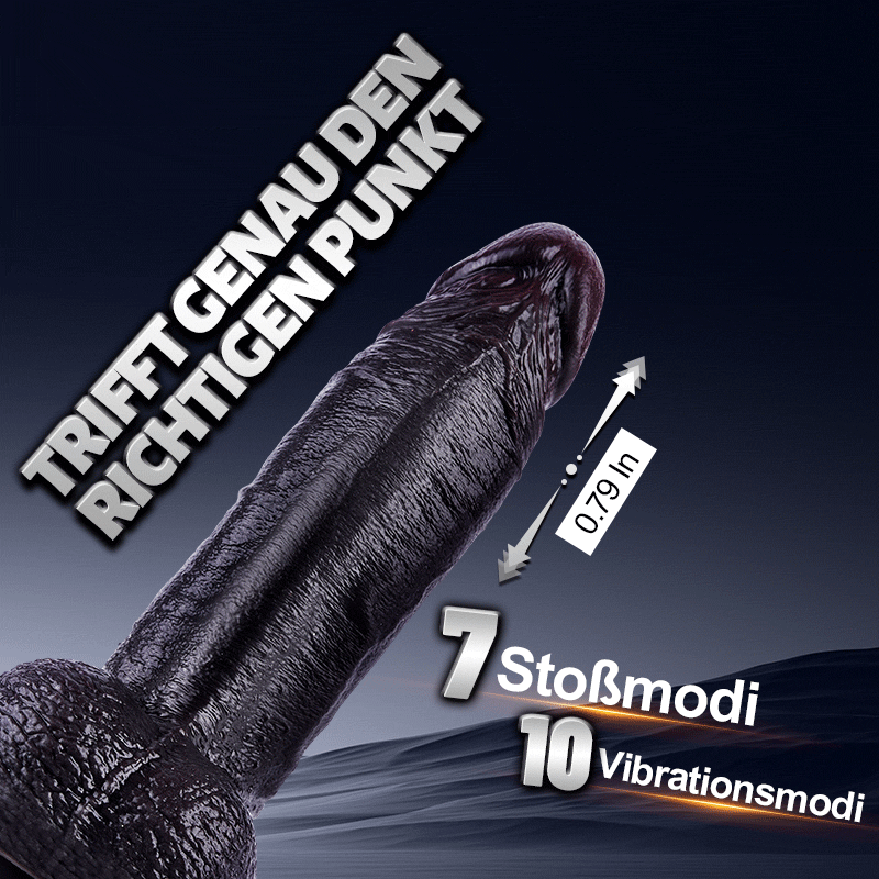 Kronos - 8,27'' Dicker schwarzer Stoß-Dildo mit Heizfunktion und intensiver Fülle für tiefes Dehnungsgefühl