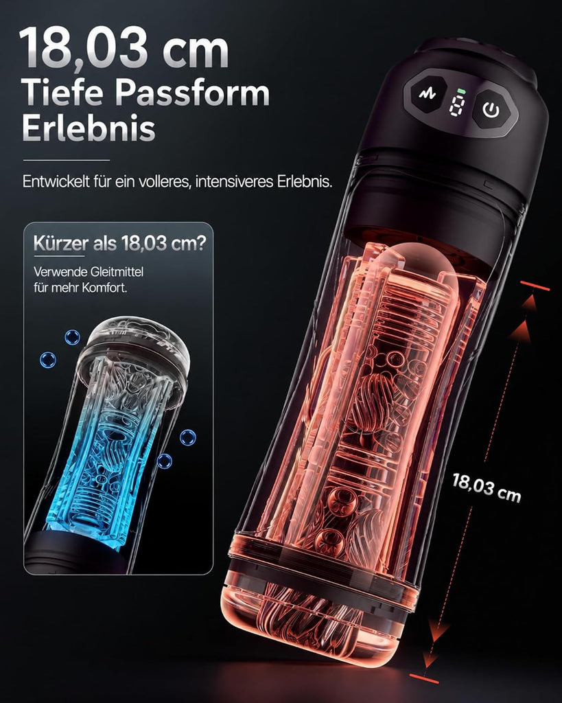 Masturbieren für Männer 7 Saug- & Vibrationsmodi Masturbator 18,03 cm Tiefe, KI Sex Spielzeug für die Männer, Elektrische Masturbatoren Druckregelung Penispumpe, Taschenmuschi mit Handyhalter Sex Toys